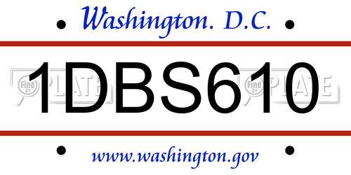 1DBS610 District Of Columbia License Plate
