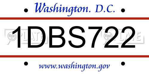 1DBS722 District Of Columbia License Plate