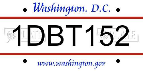 1DBT152 District Of Columbia License Plate