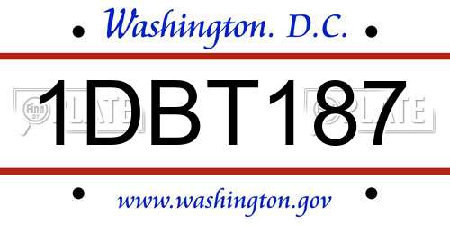 1DBT187 District Of Columbia License Plate