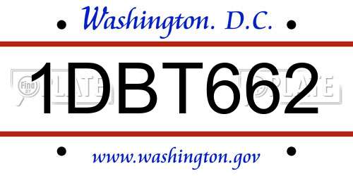1DBT662 District Of Columbia License Plate