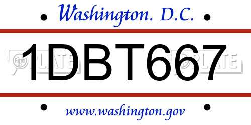 1DBT667 District Of Columbia License Plate