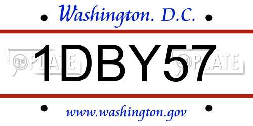 1DBY57 District Of Columbia License Plate