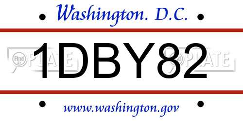 1DBY82 District Of Columbia License Plate