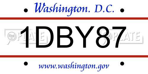 1DBY87 District Of Columbia License Plate