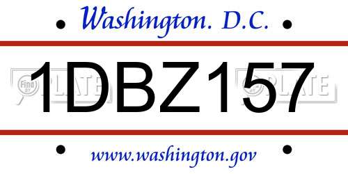 1DBZ157 District Of Columbia License Plate