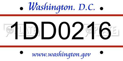 1DD0216 District Of Columbia License Plate
