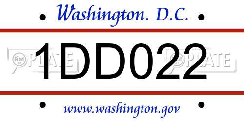 1DD022 District Of Columbia License Plate