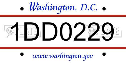 1DD0229 District Of Columbia License Plate