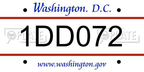 1DD072 District Of Columbia License Plate