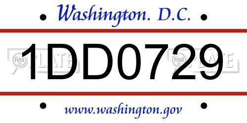 1DD0729 District Of Columbia License Plate