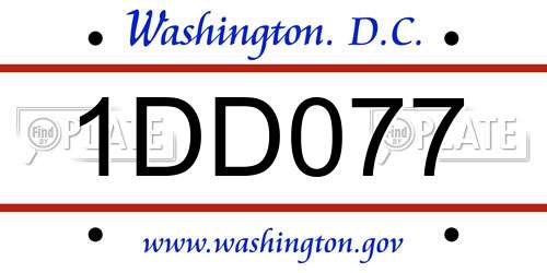 1DD077 District Of Columbia License Plate