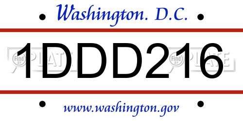 1DDD216 District Of Columbia License Plate