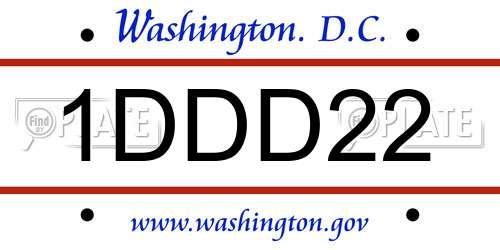 1DDD22 District Of Columbia License Plate