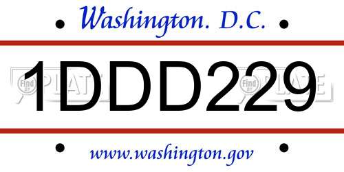 1DDD229 District Of Columbia License Plate