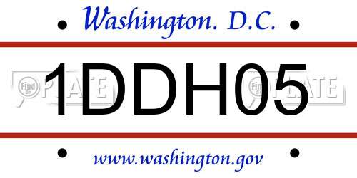 1DDH05 District Of Columbia License Plate