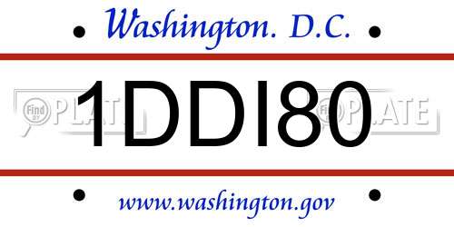 1DDI80 District Of Columbia License Plate