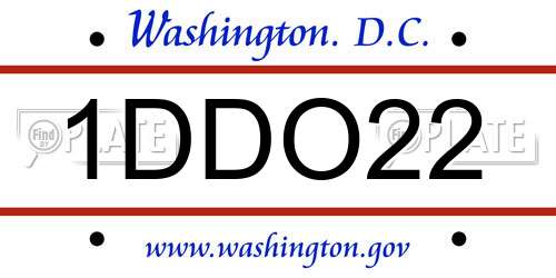 1DDO22 District Of Columbia License Plate