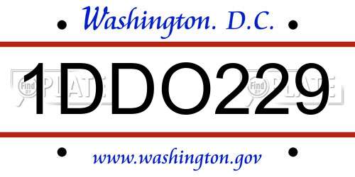 1DDO229 District Of Columbia License Plate