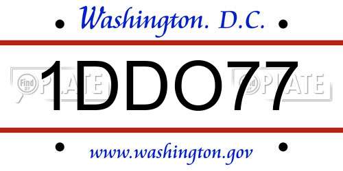 1DDO77 District Of Columbia License Plate