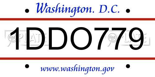 1DDO779 District Of Columbia License Plate