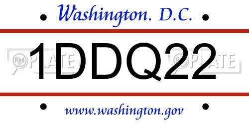 1DDQ22 District Of Columbia License Plate