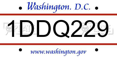 1DDQ229 District Of Columbia License Plate