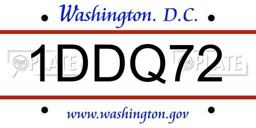 1DDQ72 District Of Columbia License Plate