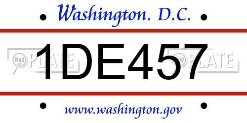 1DE457 District Of Columbia License Plate