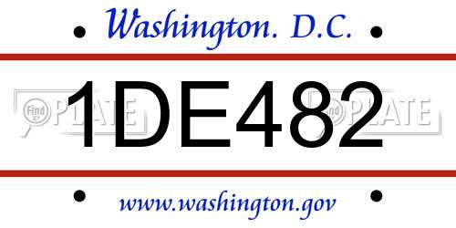 1DE482 District Of Columbia License Plate
