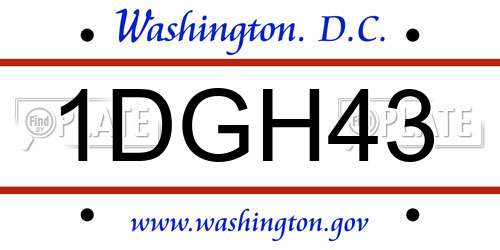 1DGH43 District Of Columbia License Plate