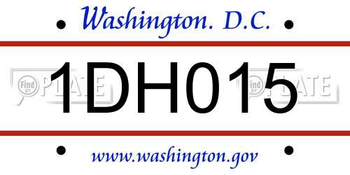 1DH015 District Of Columbia License Plate