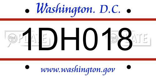 1DH018 District Of Columbia License Plate