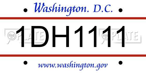 1DH1111 District Of Columbia License Plate