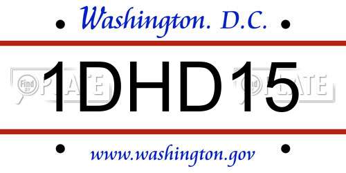 1DHD15 District Of Columbia License Plate