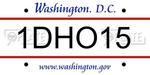 1DHO15 District Of Columbia License Plate