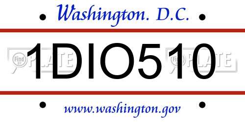 1DIO510 District Of Columbia License Plate