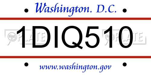 1DIQ510 District Of Columbia License Plate