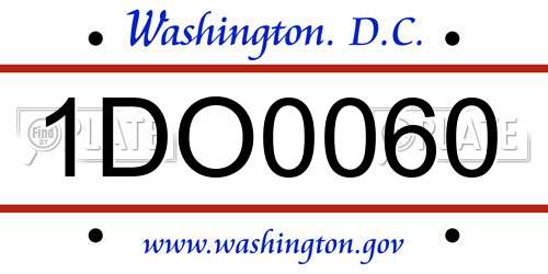 1DO0060 District Of Columbia License Plate