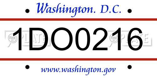 1DO0216 District Of Columbia License Plate