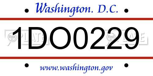 1DO0229 District Of Columbia License Plate