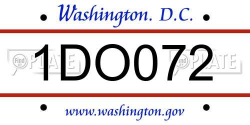 1DO072 District Of Columbia License Plate
