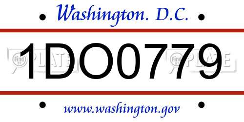 1DO0779 District Of Columbia License Plate