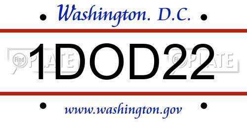 1DOD22 District Of Columbia License Plate
