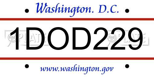 1DOD229 District Of Columbia License Plate