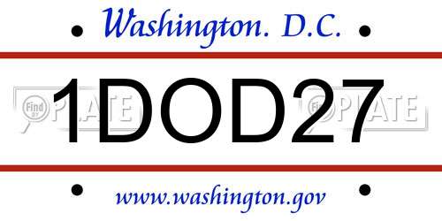 1DOD27 District Of Columbia License Plate