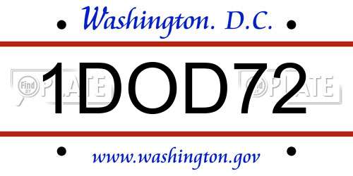 1DOD72 District Of Columbia License Plate