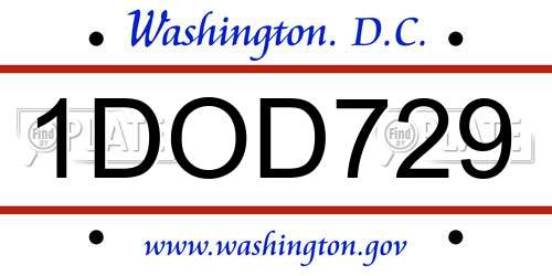1DOD729 District Of Columbia License Plate