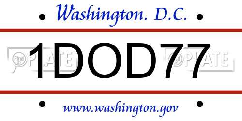 1DOD77 District Of Columbia License Plate