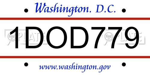 1DOD779 District Of Columbia License Plate